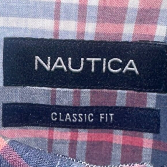 Nautica Men's Classic Fit Short Sleeve Heathered Plaid Button-Front Shirt - Picture 3 of 5